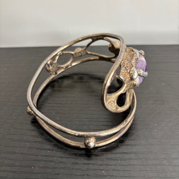 Vintage D.S. Dansk Smykkekunst ModernistBrutalist Handmade Denmark Cuff Bracelet - Picture 6 of 12